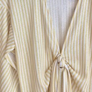 Stripped V-Neck Tie Front Dress